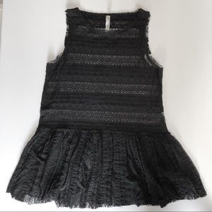 Free People black lace and ruffle top